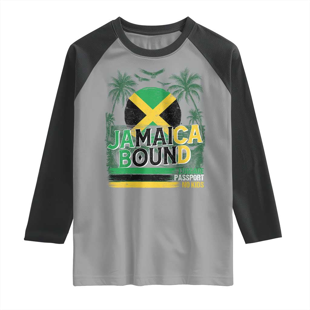 Jamaican Travel Raglan Shirt Straight Trippin Jamaica Vacation Retro TS10 Sport Gray Black Print Your Wear