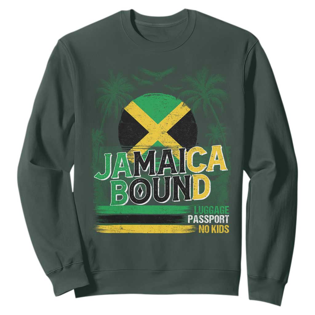 Jamaican Travel Sweatshirt Straight Trippin Jamaica Vacation Retro TS10 Dark Forest Green Print Your Wear