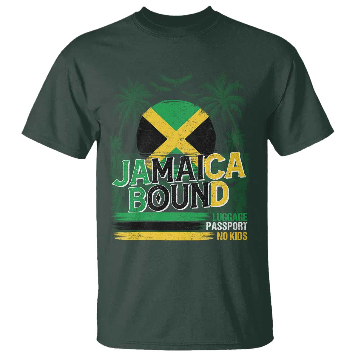 Jamaican Travel T Shirt Straight Trippin Jamaica Vacation Retro TS10 Dark Forest Green Print Your Wear