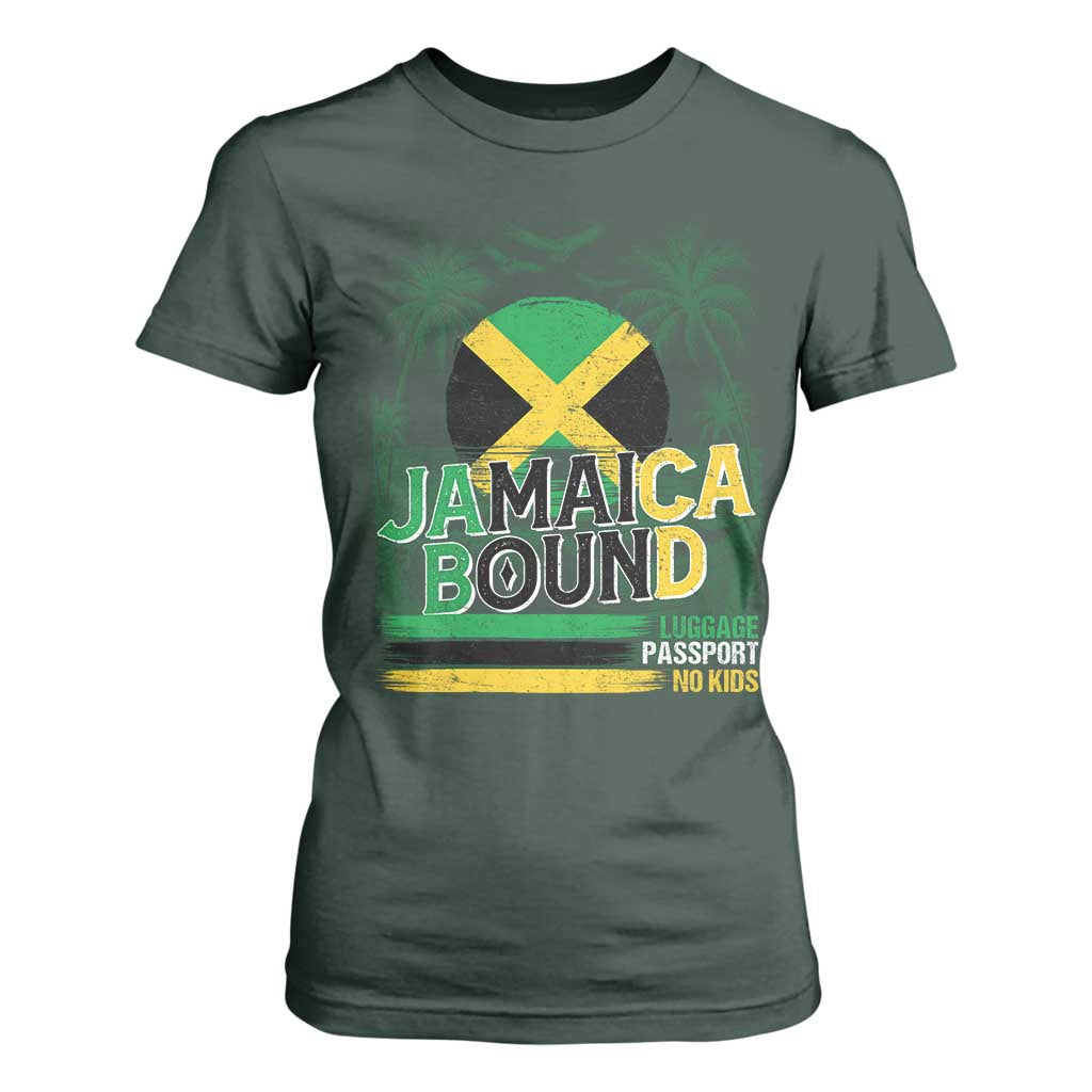 Jamaican Travel T Shirt For Women Straight Trippin Jamaica Vacation Retro TS10 Dark Forest Green Print Your Wear
