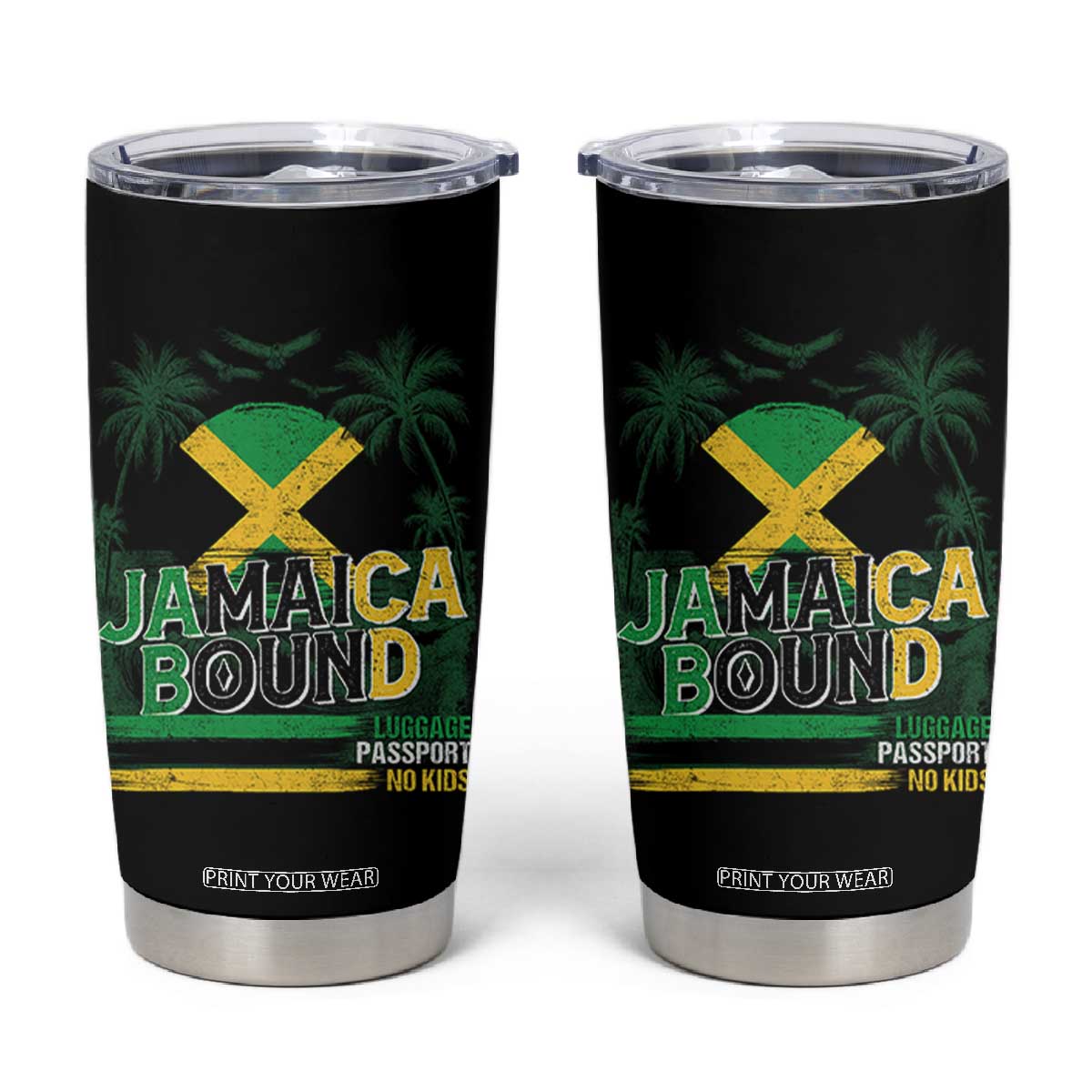 Jamaican Travel Tumbler Cup Straight Trippin Jamaica Vacation Retro TS10 Black Print Your Wear