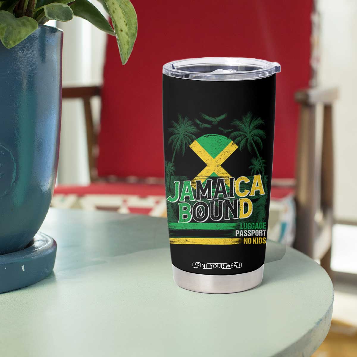 Jamaican Travel Tumbler Cup Straight Trippin Jamaica Vacation Retro TS10 Print Your Wear
