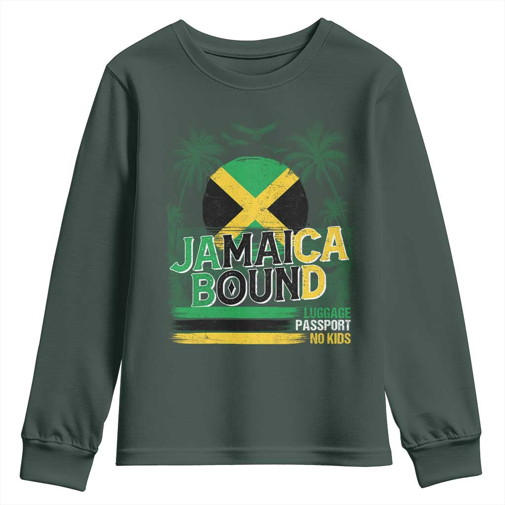 Jamaican Travel Youth Sweatshirt Straight Trippin Jamaica Vacation Retro TS10 Dark Forest Green Print Your Wear