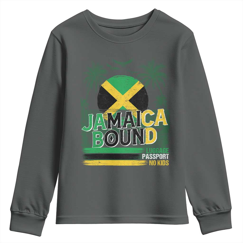 Jamaican Travel Youth Sweatshirt Straight Trippin Jamaica Vacation Retro TS10 Dark Heather Print Your Wear