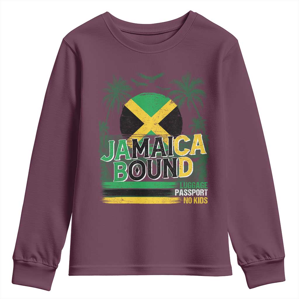 Jamaican Travel Youth Sweatshirt Straight Trippin Jamaica Vacation Retro TS10 Maroon Print Your Wear