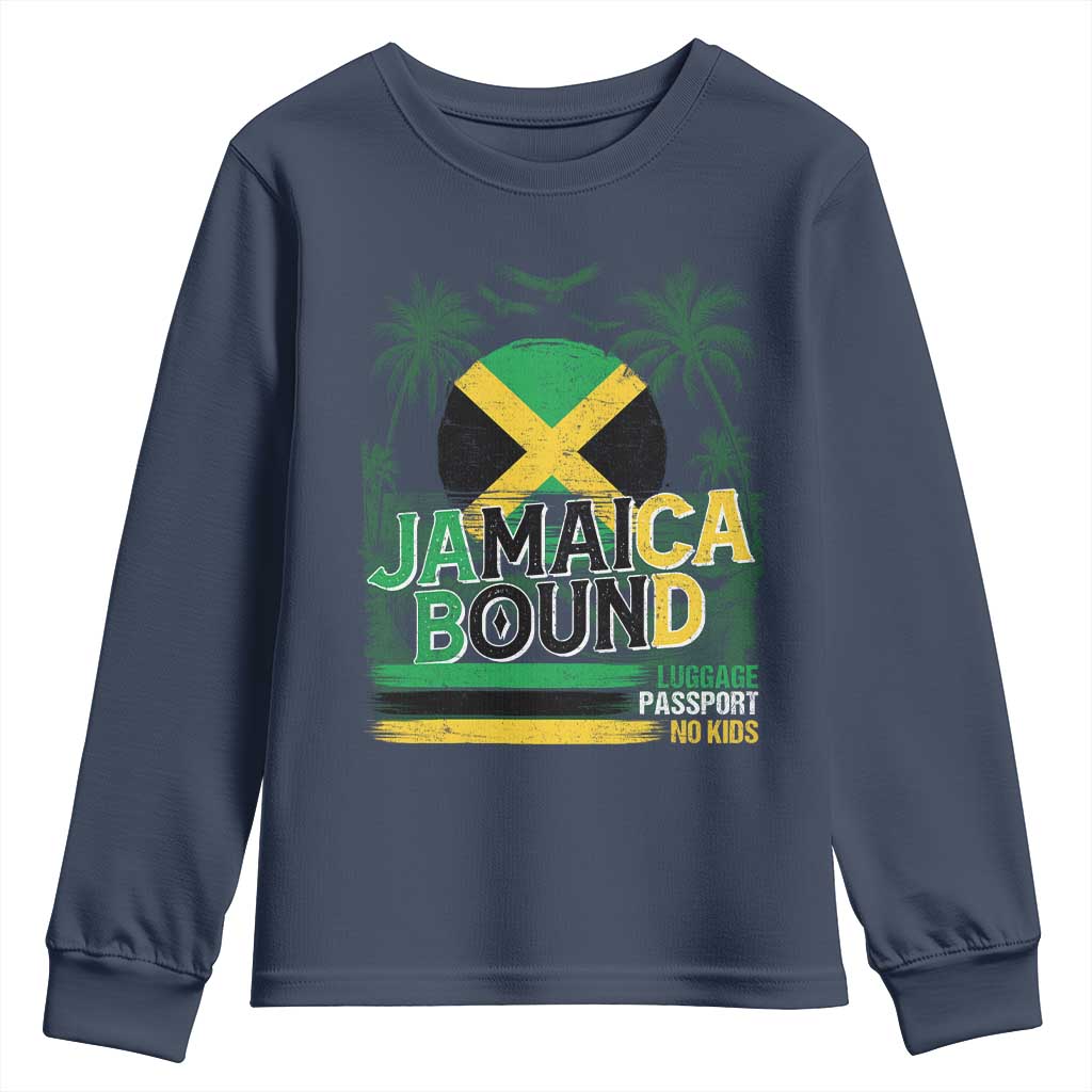 Jamaican Travel Youth Sweatshirt Straight Trippin Jamaica Vacation Retro TS10 Navy Print Your Wear