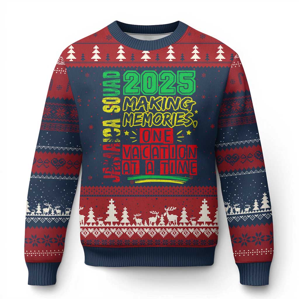 Vacation Jamaica 2025 Ugly Christmas Sweater Matching Family Jamaica Squad TS10 Navy Red Print Your Wear
