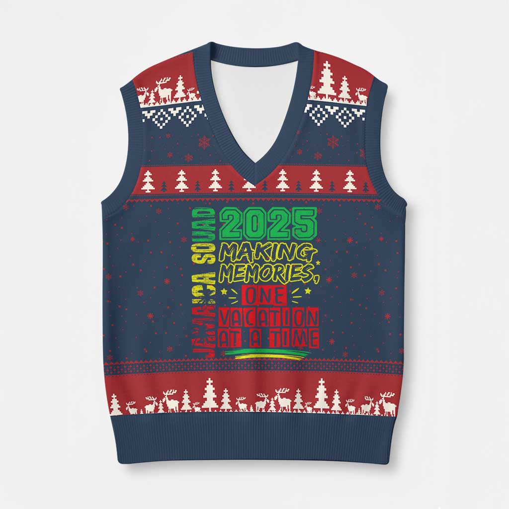 Vacation Jamaica 2025 V-Neck Knit Sweater Vest Matching Family Jamaica Squad TS10 Navy Red Print Your Wear