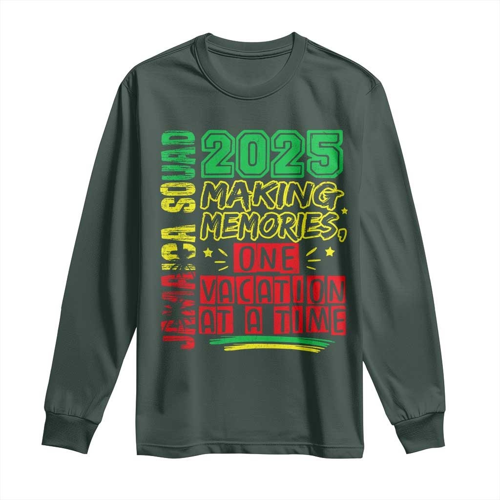 Vacation Jamaica 2025 Long Sleeve Shirt Matching Family Jamaica Squad TS10 Dark Forest Green Print Your Wear