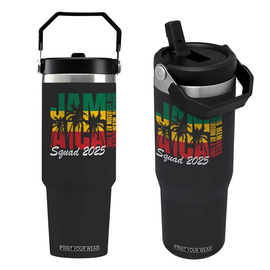Family Vacation Jamaica 2025 Flip Straw Tumbler Matching Girls Trip Jamaica Squad TS10 One Size: 30 oz Black Print Your Wear