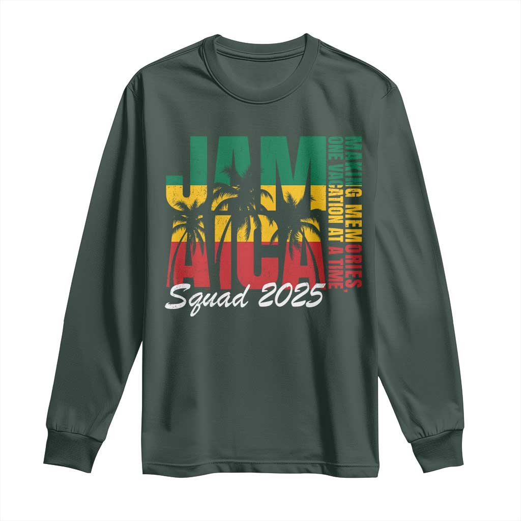 Family Vacation Jamaica 2025 Long Sleeve Shirt Matching Girls Trip Jamaica Squad TS10 Dark Forest Green Print Your Wear