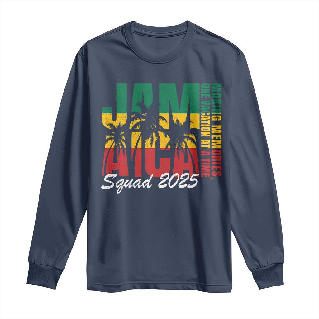 Family Vacation Jamaica 2025 Long Sleeve Shirt Matching Girls Trip Jamaica Squad TS10 Navy Print Your Wear
