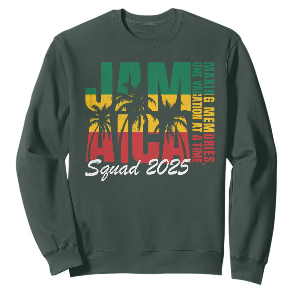 Family Vacation Jamaica 2025 Sweatshirt Matching Girls Trip Jamaica Squad TS10 Dark Forest Green Print Your Wear