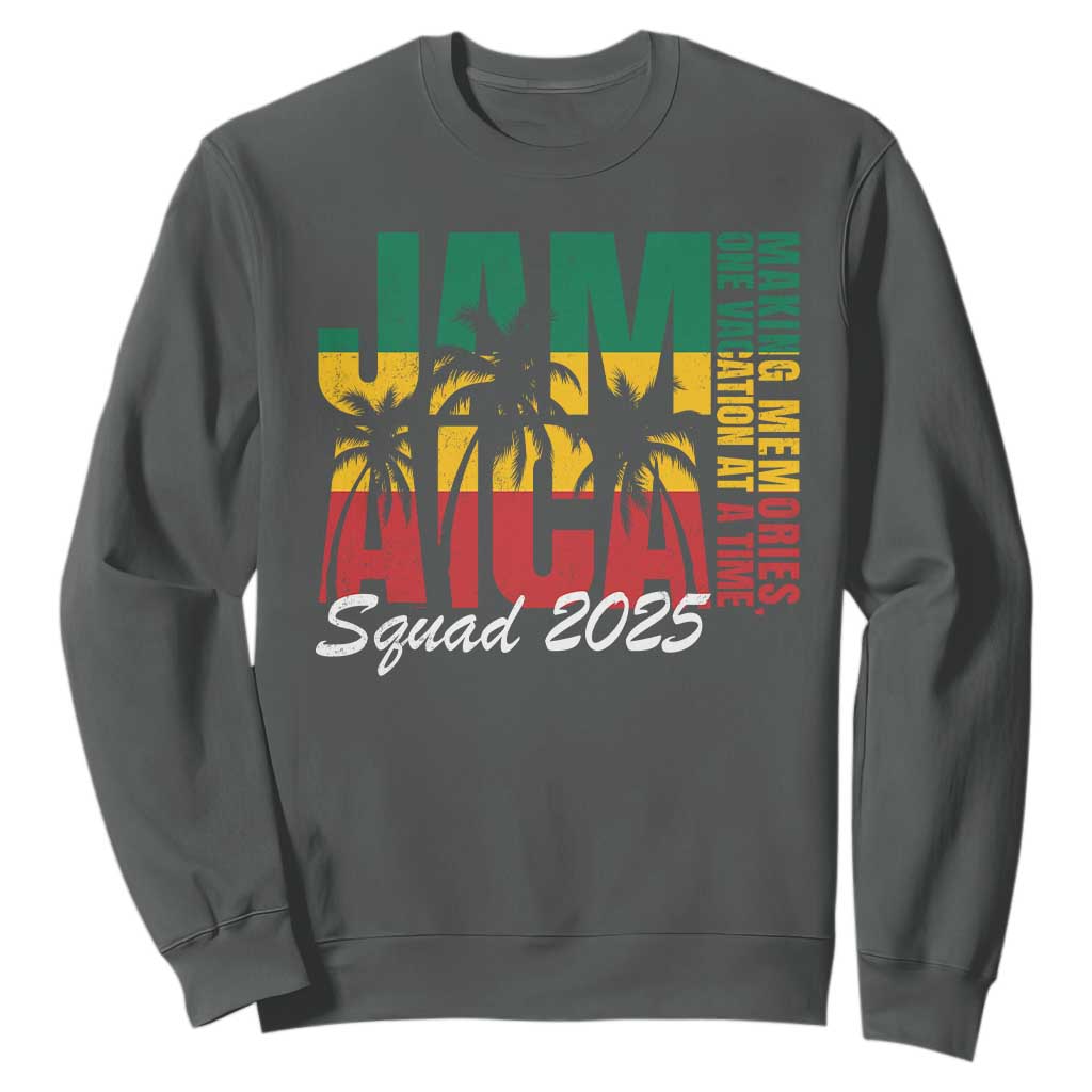 Family Vacation Jamaica 2025 Sweatshirt Matching Girls Trip Jamaica Squad TS10 Dark Heather Print Your Wear