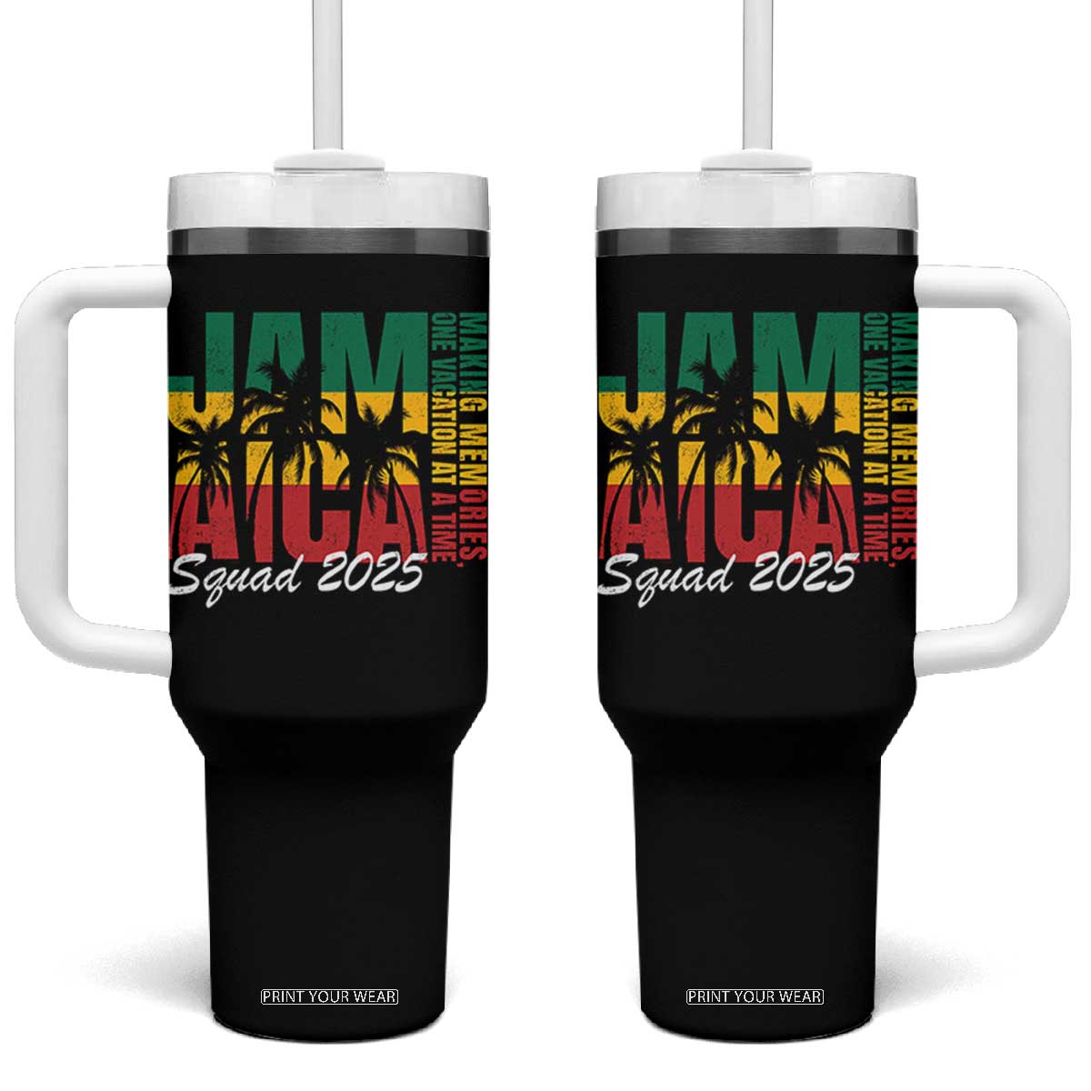 Family Vacation Jamaica 2025 Tumbler With Handle Matching Girls Trip Jamaica Squad TS10 One Size: 40 oz Black Print Your Wear