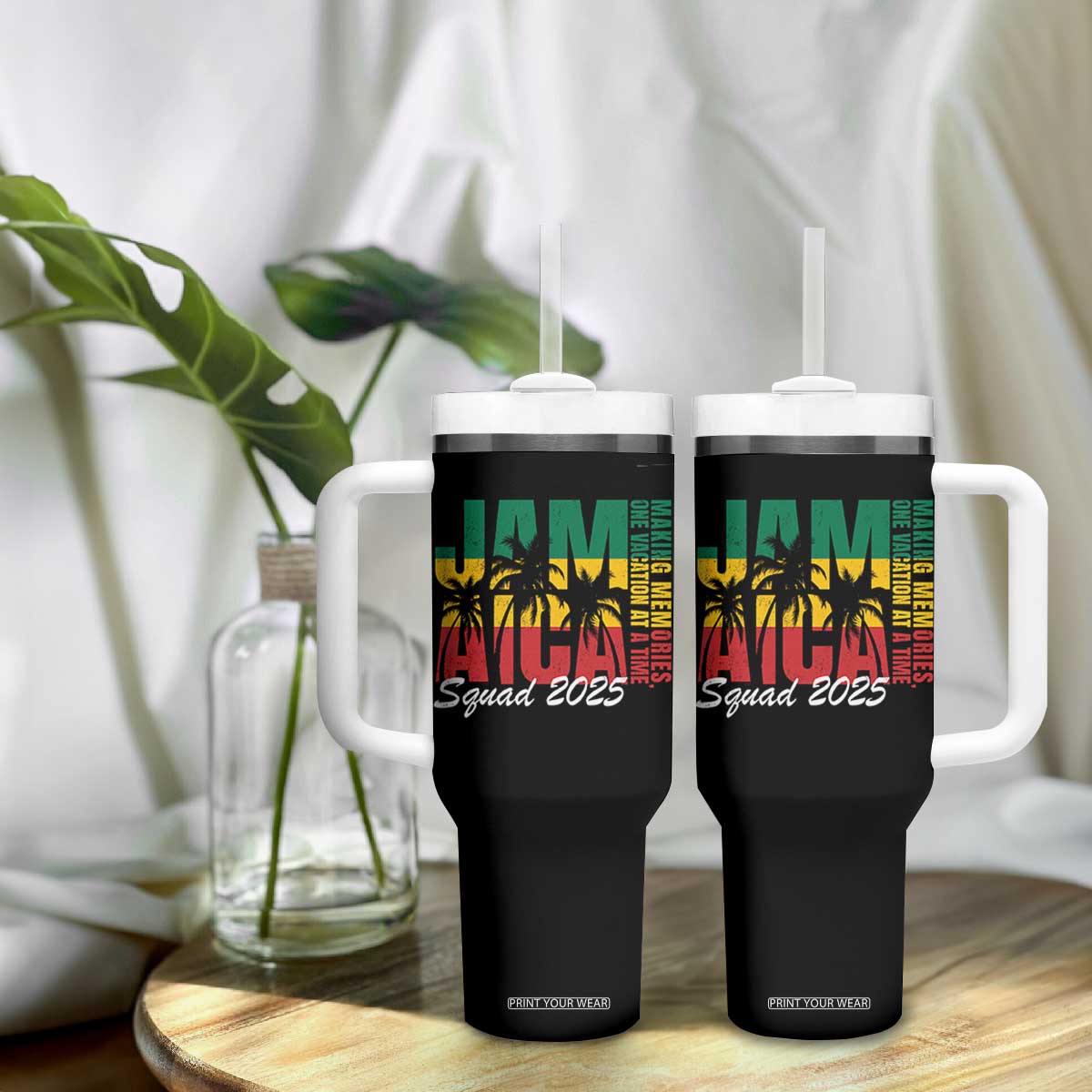 Family Vacation Jamaica 2025 Tumbler With Handle Matching Girls Trip Jamaica Squad TS10 Print Your Wear