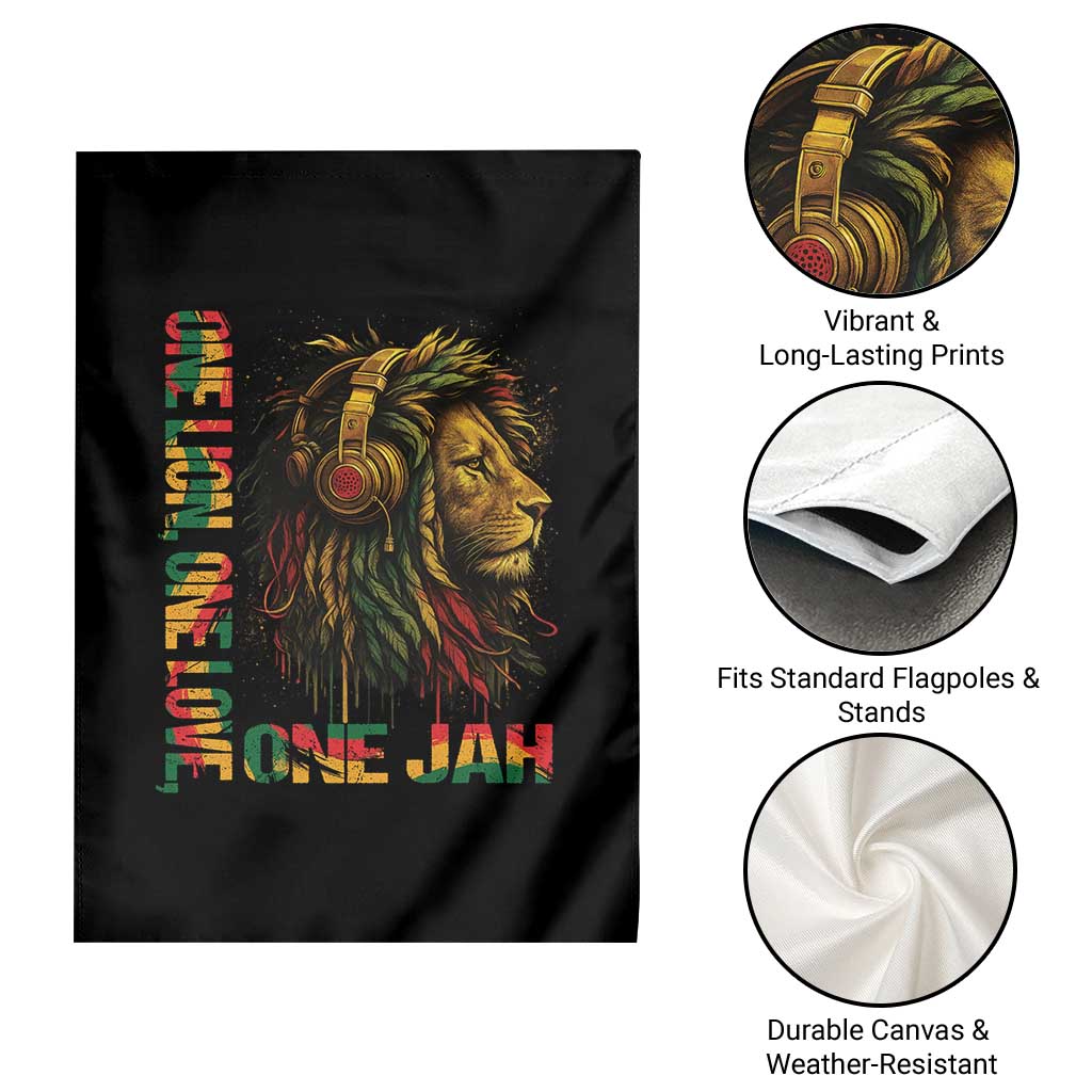 One Love Rasta Lion Garden Flag Rastafari Reggae Jamaica Roots Lion of Judah Dreadlocks TS10 Print Your Wear