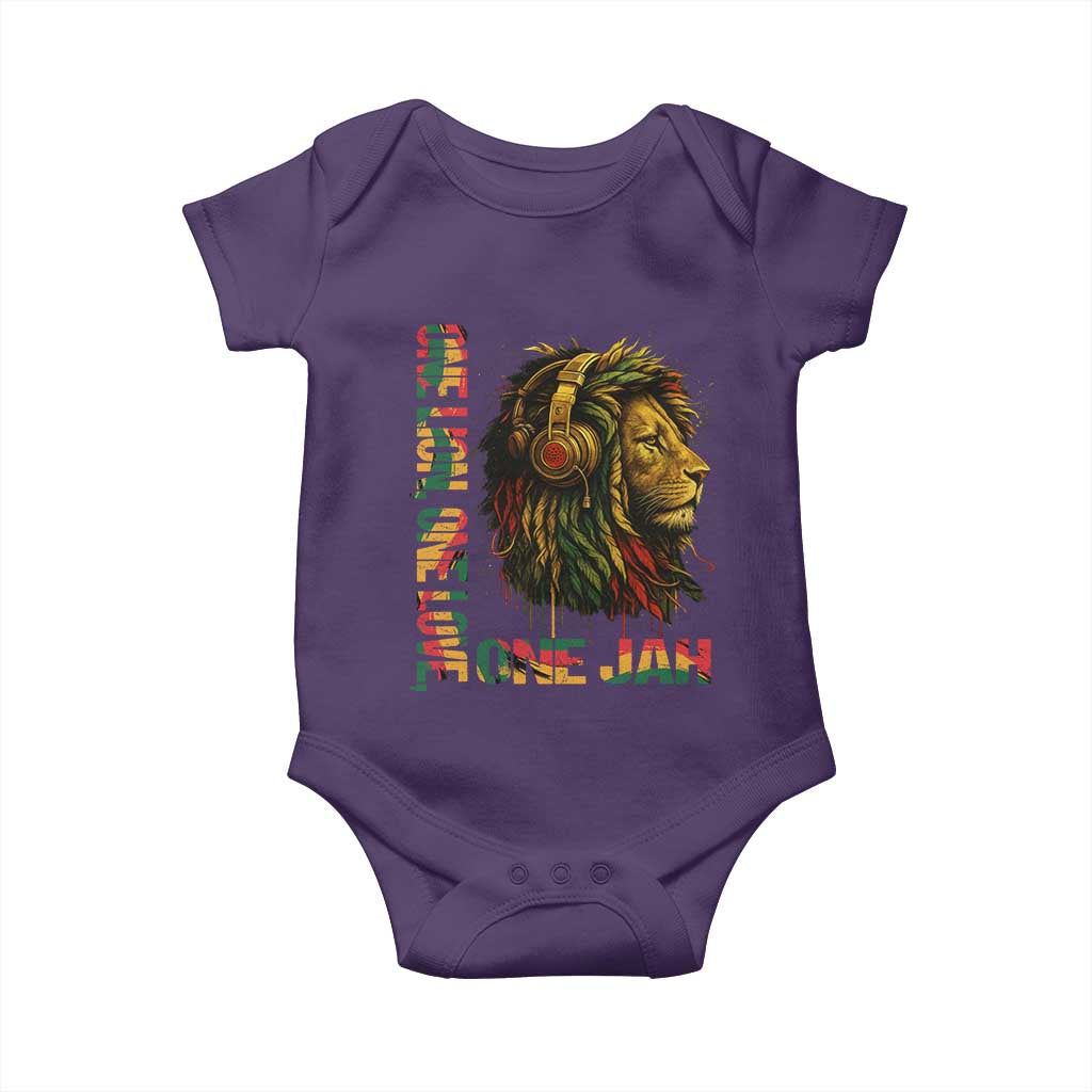 One Love Rasta Lion Baby Onesie Rastafari Reggae Jamaica Roots Lion of Judah Dreadlocks TS10 Purple Print Your Wear