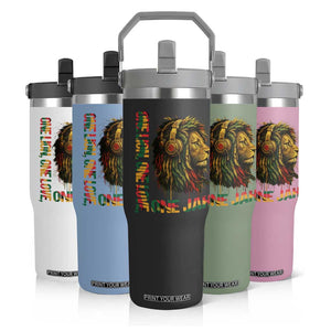 One Love Rasta Lion Flip Straw Tumbler Rastafari Reggae Jamaica Roots Lion of Judah Dreadlocks TS10 Print Your Wear