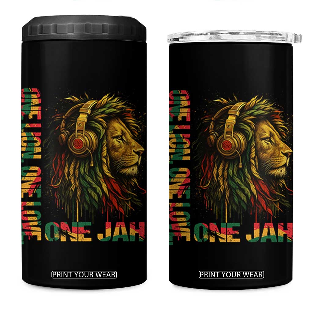 One Love Rasta Lion 4 in 1 Can Cooler Tumbler Rastafari Reggae Jamaica Roots Lion of Judah Dreadlocks TS10 One Size: 16 oz Black Print Your Wear