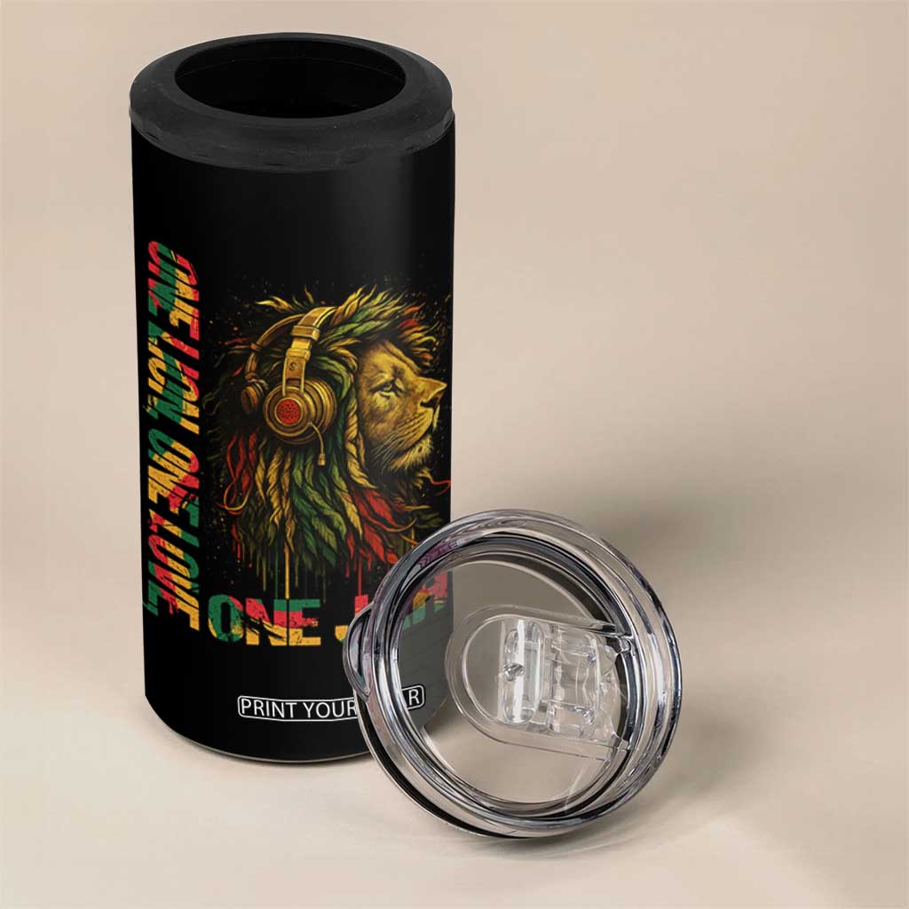 One Love Rasta Lion 4 in 1 Can Cooler Tumbler Rastafari Reggae Jamaica Roots Lion of Judah Dreadlocks TS10 Print Your Wear
