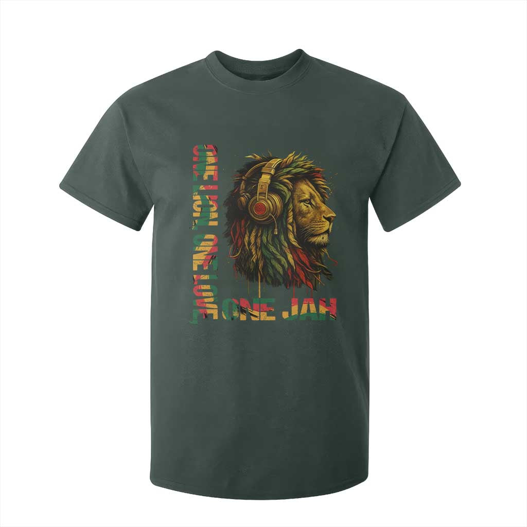 One Love Rasta Lion T Shirt For Kid Rastafari Reggae Jamaica Roots Lion of Judah Dreadlocks TS10 Dark Forest Green Print Your Wear