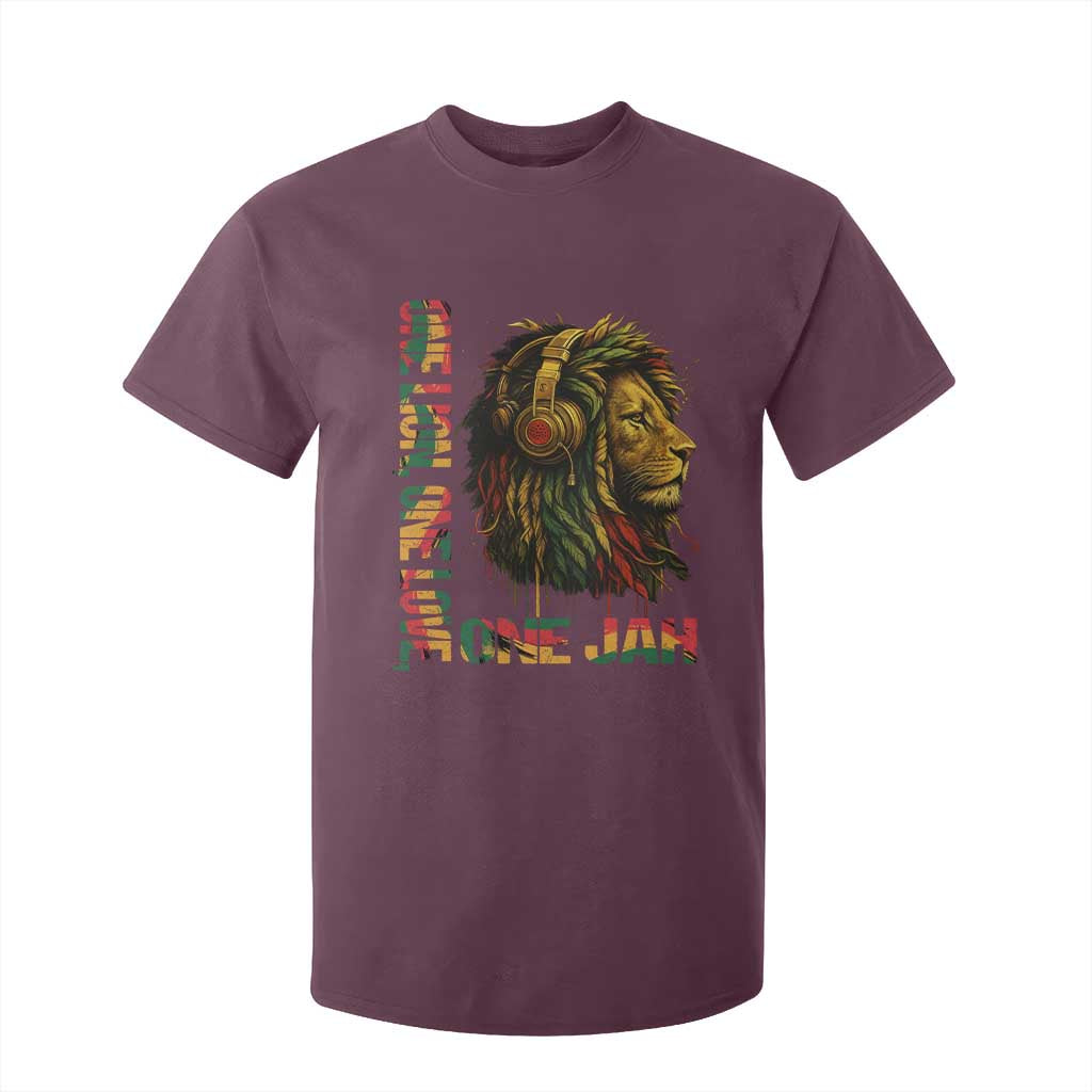 One Love Rasta Lion T Shirt For Kid Rastafari Reggae Jamaica Roots Lion of Judah Dreadlocks TS10 Maroon Print Your Wear