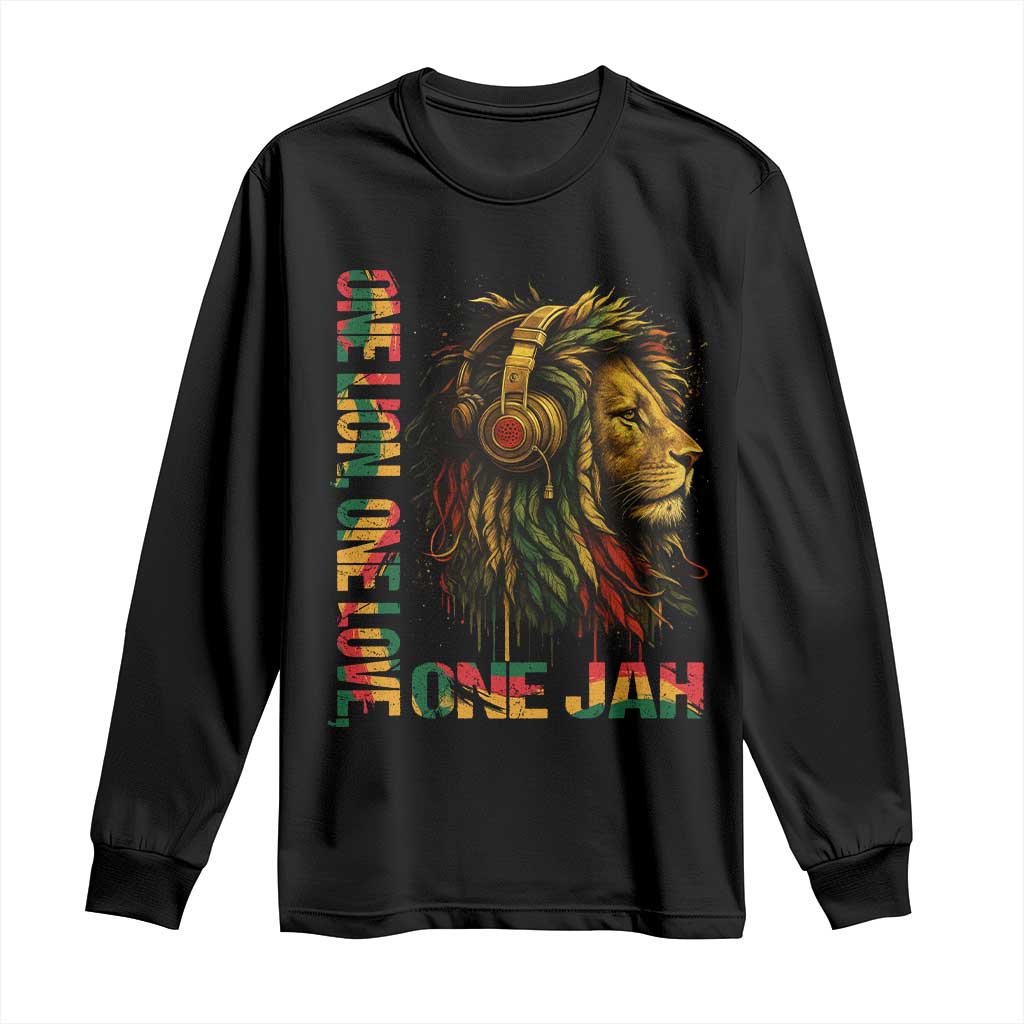 One Love Rasta Lion Long Sleeve Shirt Rastafari Reggae Jamaica Roots Lion of Judah Dreadlocks TS10 Black Print Your Wear