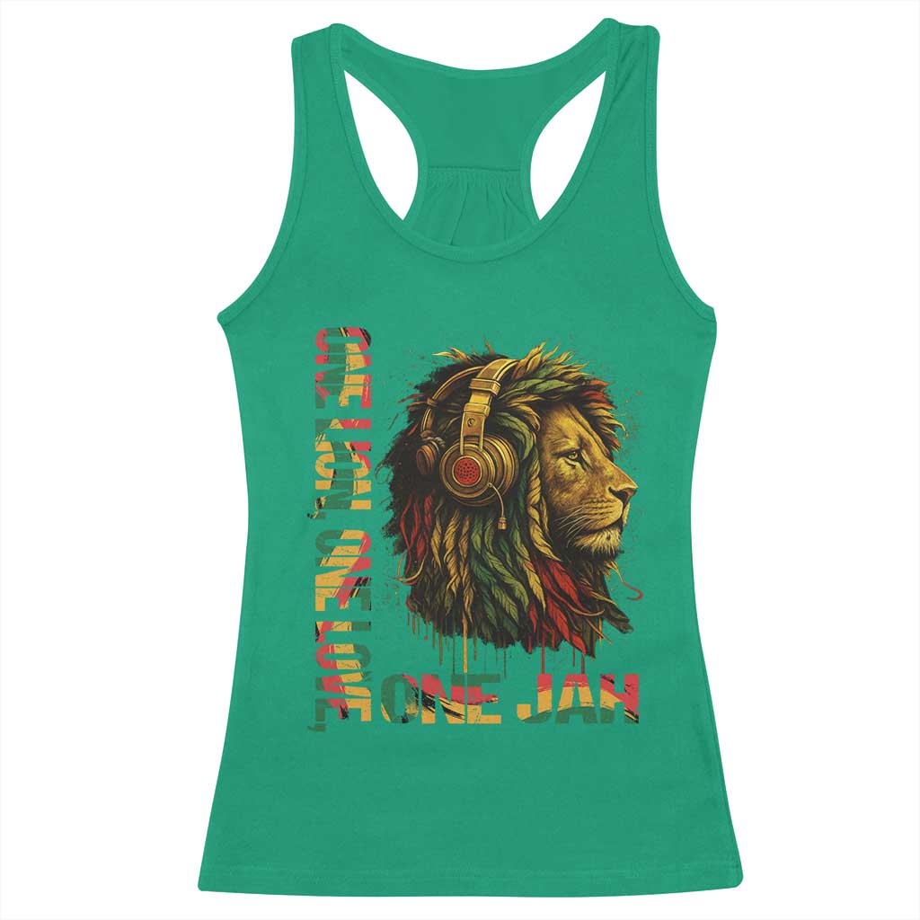 One Love Rasta Lion Racerback Tank Top Rastafari Reggae Jamaica Roots Lion of Judah Dreadlocks TS10 Irish Green Print Your Wear