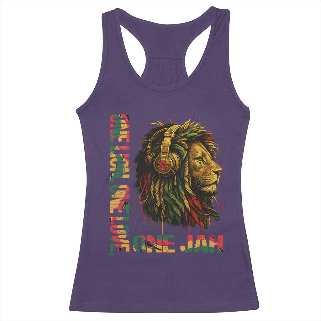 One Love Rasta Lion Racerback Tank Top Rastafari Reggae Jamaica Roots Lion of Judah Dreadlocks TS10 Purple Print Your Wear