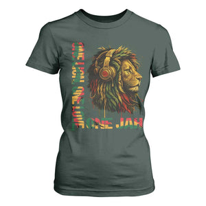 One Love Rasta Lion T Shirt For Women Rastafari Reggae Jamaica Roots Lion of Judah Dreadlocks TS10 Dark Forest Green Print Your Wear