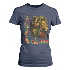 One Love Rasta Lion T Shirt For Women Rastafari Reggae Jamaica Roots Lion of Judah Dreadlocks TS10 Navy Print Your Wear