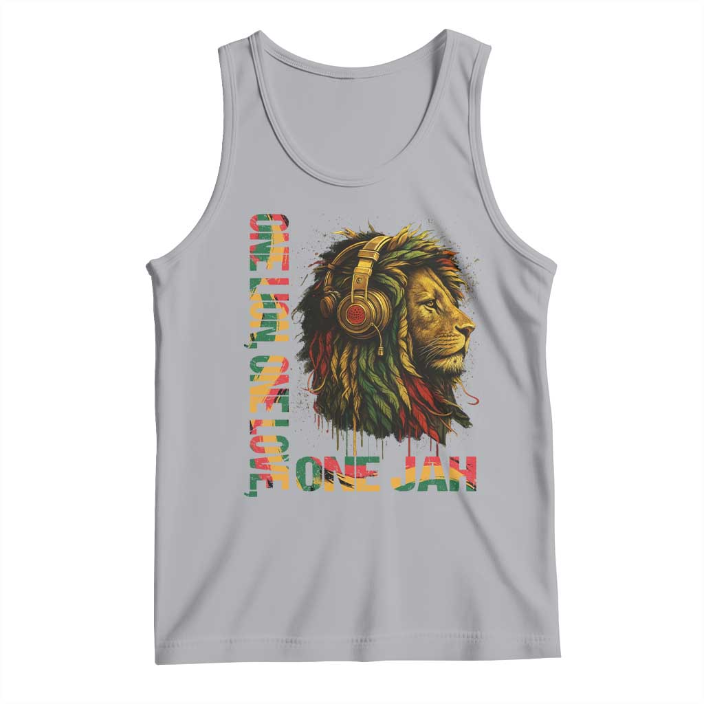 One Love Rasta Lion Tank Top Rastafari Reggae Jamaica Roots Lion of Judah Dreadlocks TS10 Athletic Heather Print Your Wear