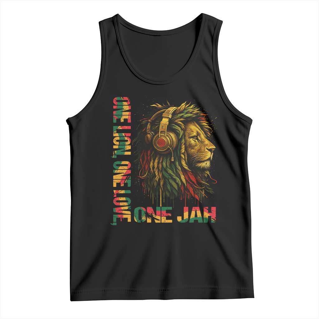 One Love Rasta Lion Tank Top Rastafari Reggae Jamaica Roots Lion of Judah Dreadlocks TS10 Black Print Your Wear
