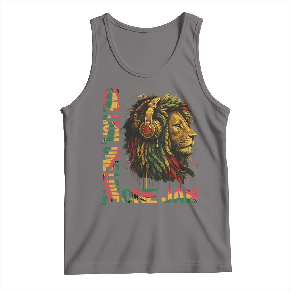 One Love Rasta Lion Tank Top Rastafari Reggae Jamaica Roots Lion of Judah Dreadlocks TS10 Deep Heather Print Your Wear
