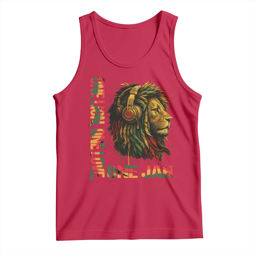 One Love Rasta Lion Tank Top Rastafari Reggae Jamaica Roots Lion of Judah Dreadlocks TS10 Red Print Your Wear