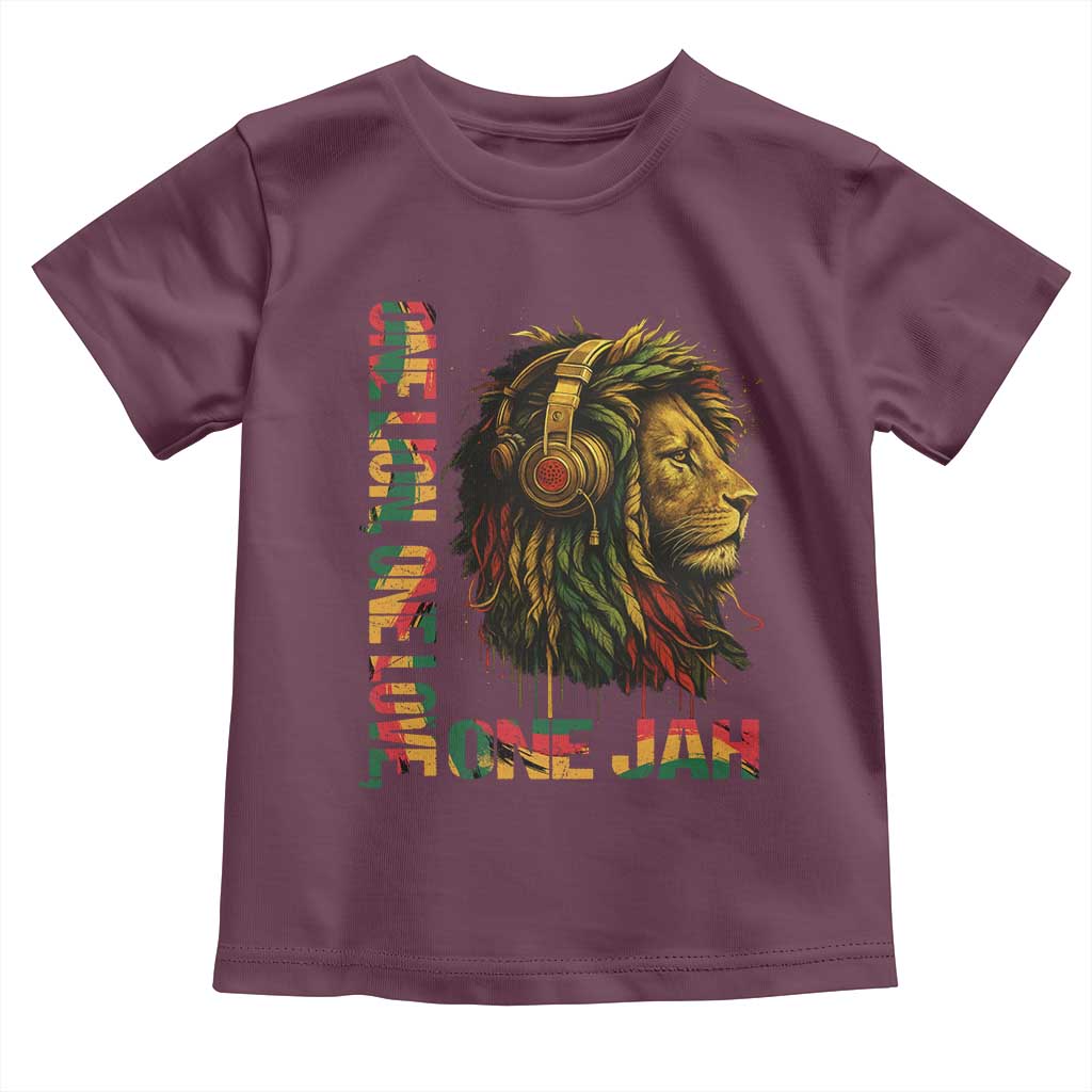 One Love Rasta Lion Toddler T Shirt Rastafari Reggae Jamaica Roots Lion of Judah Dreadlocks TS10 Maroon Print Your Wear