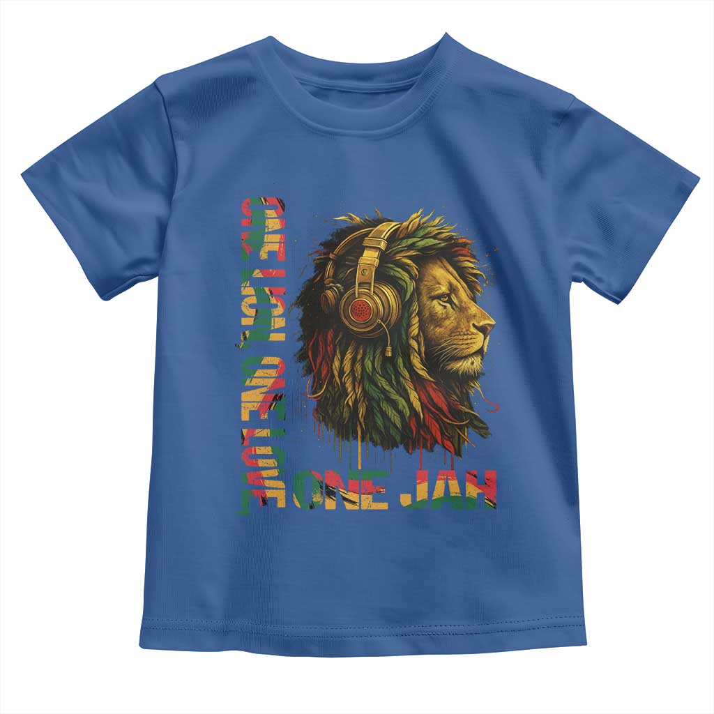One Love Rasta Lion Toddler T Shirt Rastafari Reggae Jamaica Roots Lion of Judah Dreadlocks TS10 Royal Blue Print Your Wear