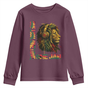 One Love Rasta Lion Youth Sweatshirt Rastafari Reggae Jamaica Roots Lion of Judah Dreadlocks TS10 Maroon Print Your Wear