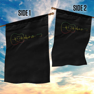 Guitar Rastafari Heartbeat Garden Flag Jamaica ECG Pulse Rasta Reggae Music Vibes TS10 Print Your Wear