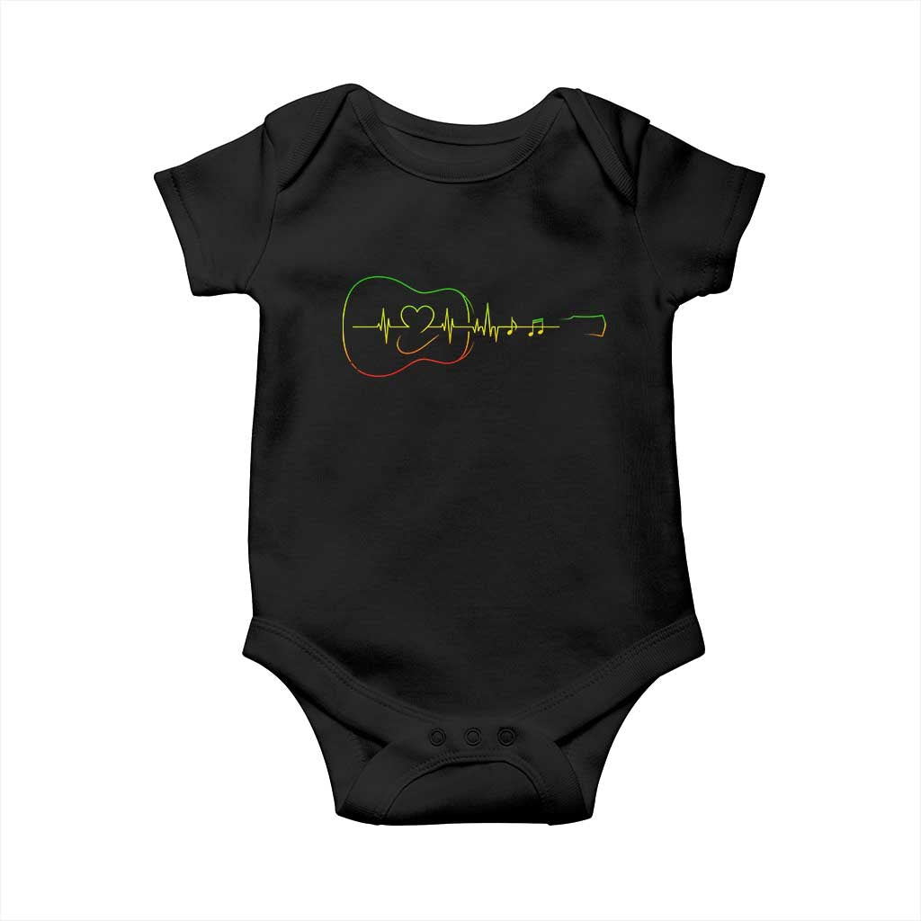 Guitar Rastafari Heartbeat Baby Onesie Jamaica ECG Pulse Rasta Reggae Music Vibes TS10 Black Print Your Wear