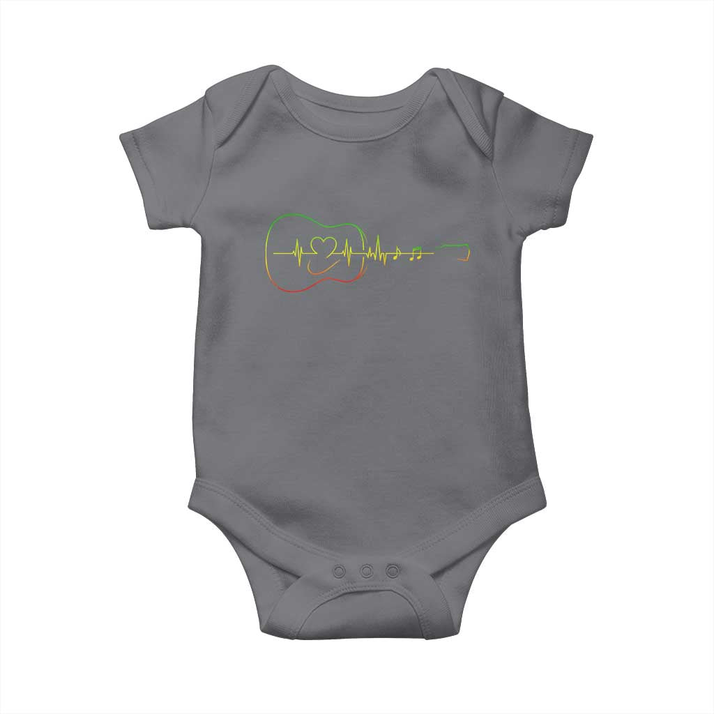 Guitar Rastafari Heartbeat Baby Onesie Jamaica ECG Pulse Rasta Reggae Music Vibes TS10 Charcoal Print Your Wear