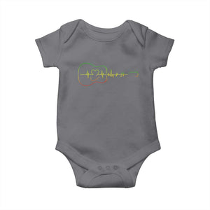 Guitar Rastafari Heartbeat Baby Onesie Jamaica ECG Pulse Rasta Reggae Music Vibes TS10 Charcoal Print Your Wear