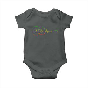 Guitar Rastafari Heartbeat Baby Onesie Jamaica ECG Pulse Rasta Reggae Music Vibes TS10 Dark Heather Print Your Wear