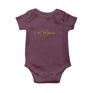 Guitar Rastafari Heartbeat Baby Onesie Jamaica ECG Pulse Rasta Reggae Music Vibes TS10 Maroon Print Your Wear