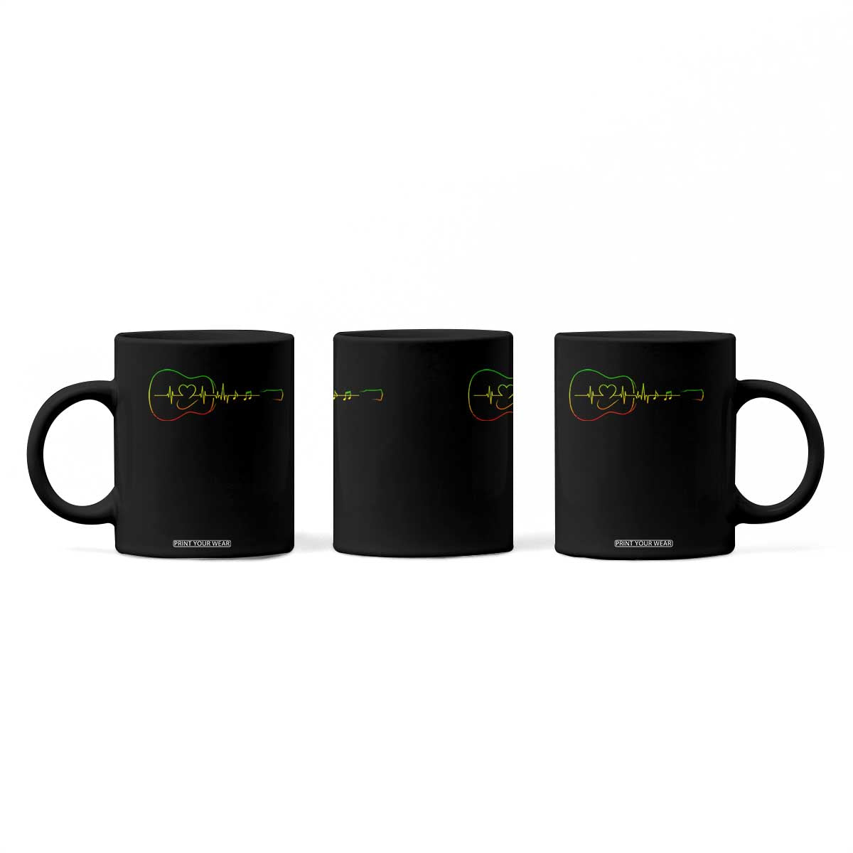 Guitar Rastafari Heartbeat Coffee Mug Jamaica ECG Pulse Rasta Reggae Music Vibes TS10 Print Your Wear