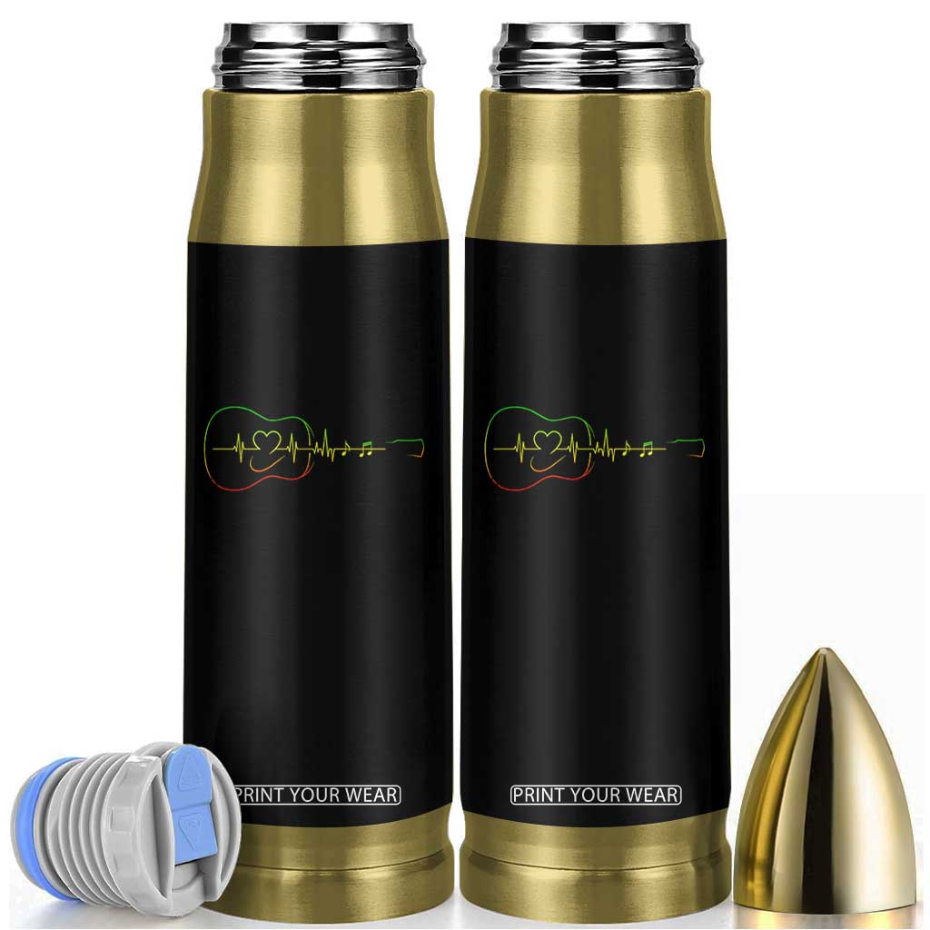 Guitar Rastafari Heartbeat Bullet Tumbler Jamaica ECG Pulse Rasta Reggae Music Vibes TS10 Black Print Your Wear