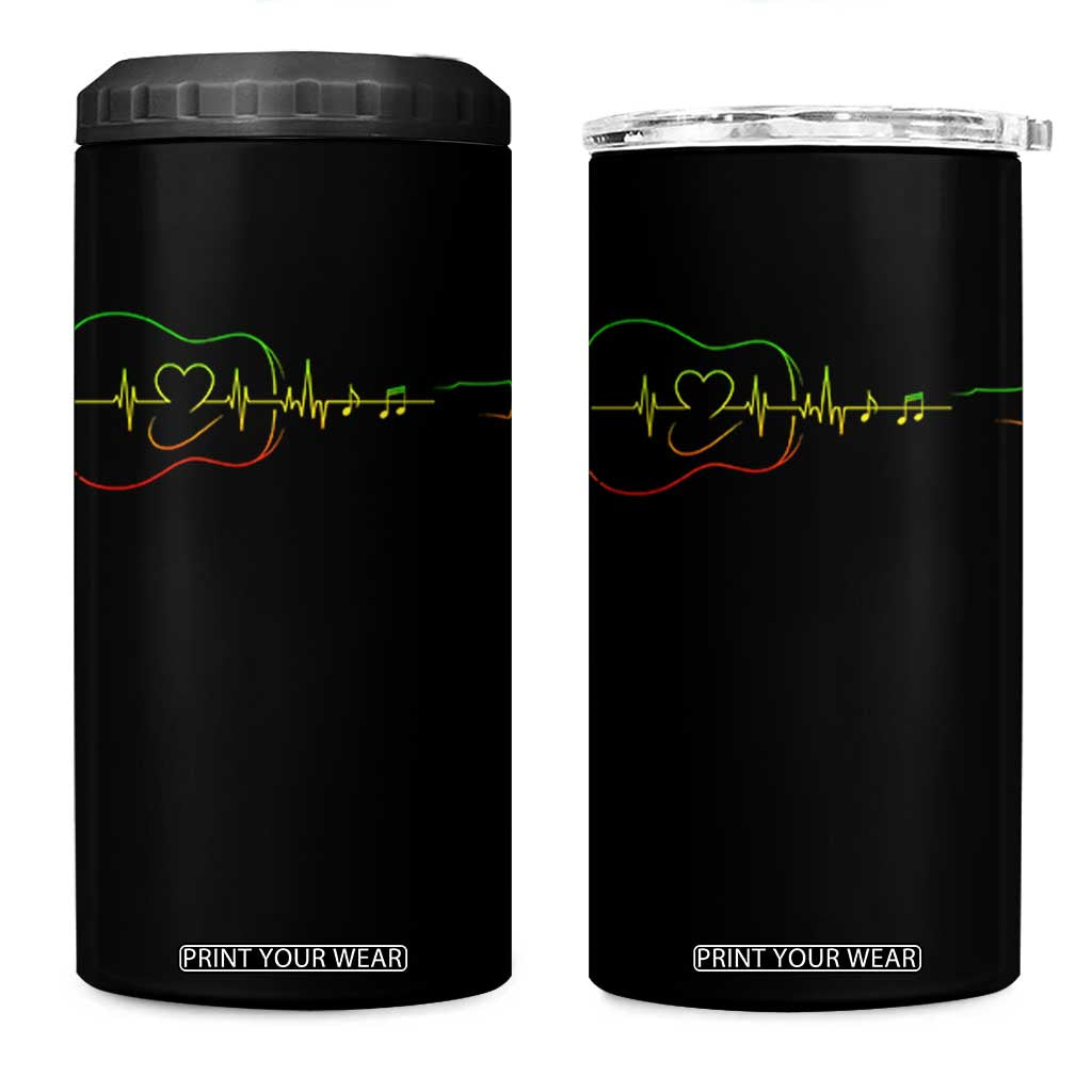 Guitar Rastafari Heartbeat 4 in 1 Can Cooler Tumbler Jamaica ECG Pulse Rasta Reggae Music Vibes TS10 One Size: 16 oz Black Print Your Wear