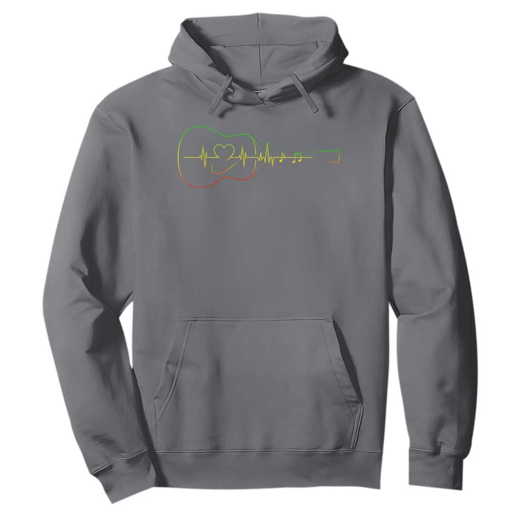 Guitar Rastafari Heartbeat Hoodie Jamaica ECG Pulse Rasta Reggae Music Vibes TS10 Charcoal Print Your Wear