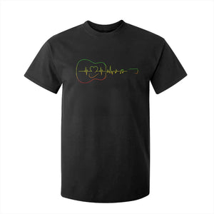 Guitar Rastafari Heartbeat T Shirt For Kid Jamaica ECG Pulse Rasta Reggae Music Vibes TS10 Black Print Your Wear